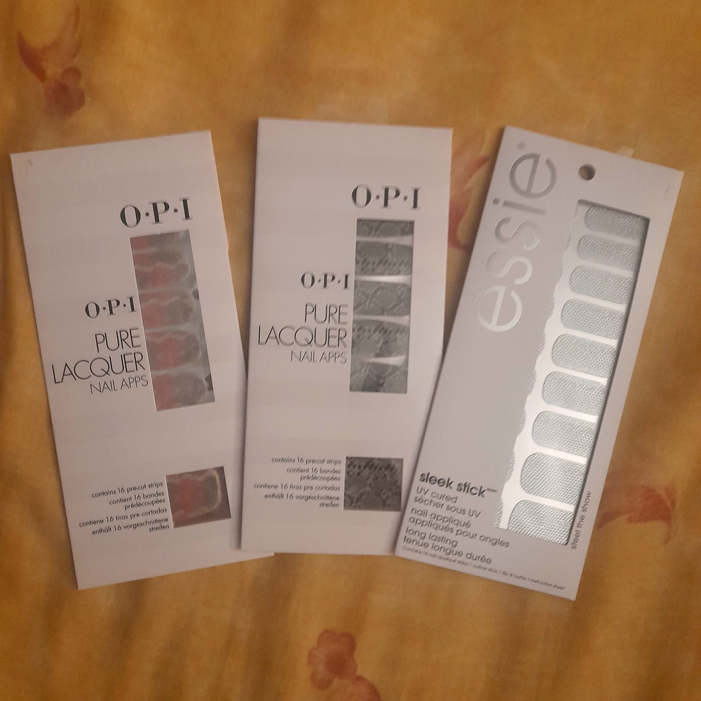 OPI and Essie Nail Lacquer Strips - Pink and Silver